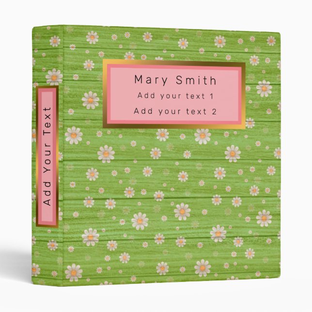 Classeur Floral sur bois Personnaliser populaire Texte (Devant/Côté)