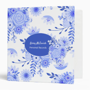 Classeur Flore bleu et blanc sur mesure