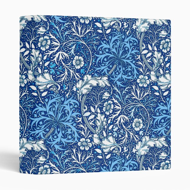 Classeur Flore d'algues Art nouveau, bleu et blanc de Cobal (Devant/Côté)