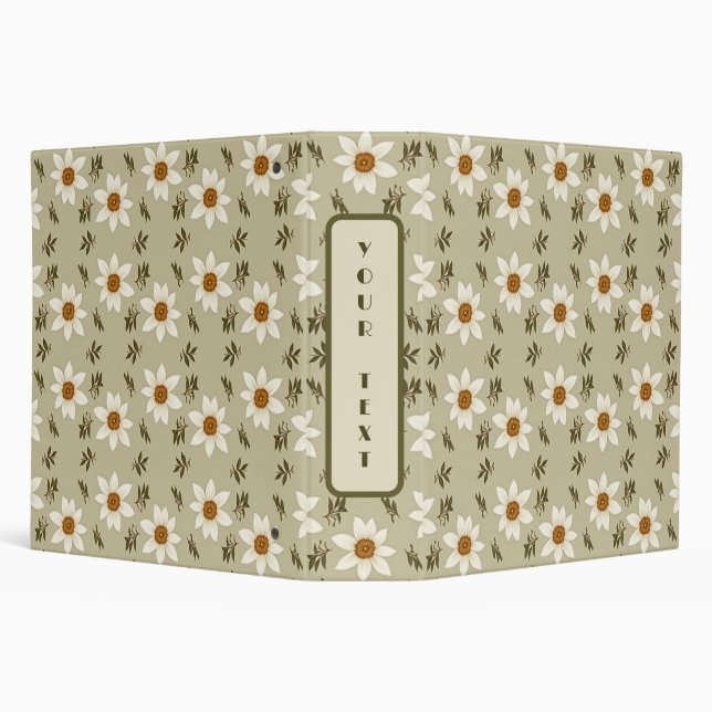 Classeur Flore décorative en blanc et beige (Arrière-plan)