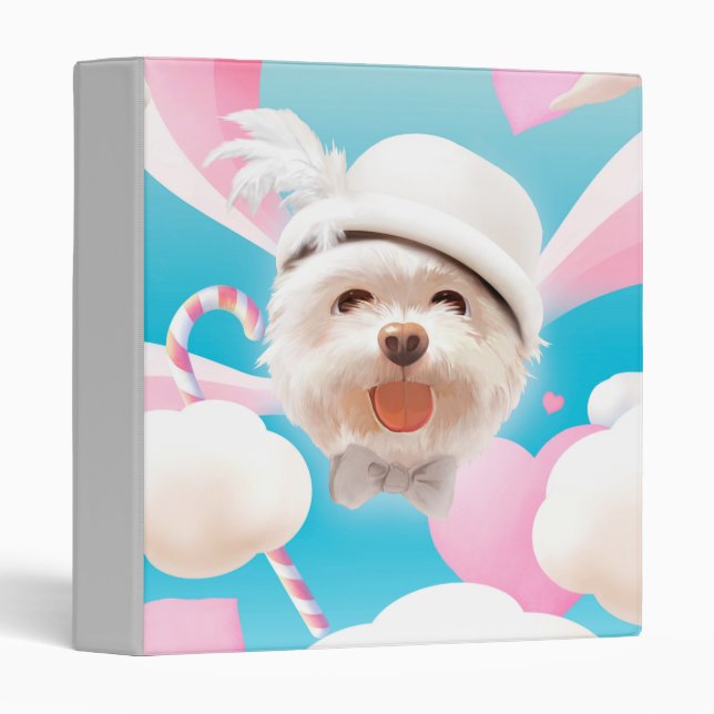 Classeur Fluffy Dog avec Casquette blanc (Devant/Côté)
