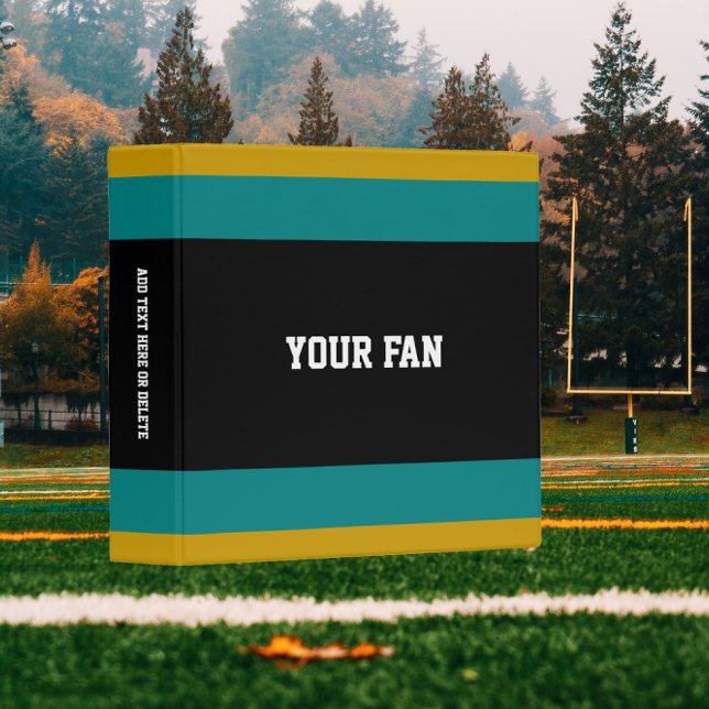 Classeur Football Noir, Turquoise & Or Personnalisé (Créateur téléchargé)
