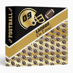 Classeur Football Sports Gold Nom du Motif Numéro d'équipe