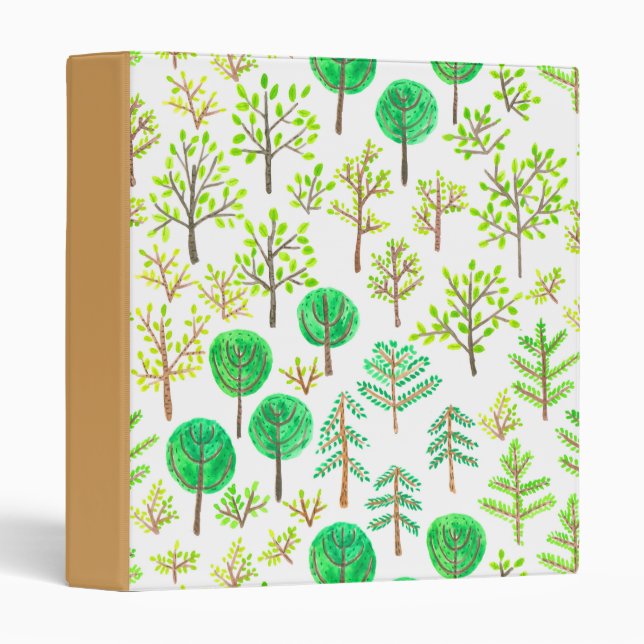 Classeur Forêt d'aquarelle en style doodé (Devant/Côté)