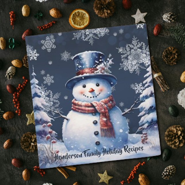 Classeur Forêt d'hiver Snowman Recettes de famille de Noël (Winter Forest Snowman Christmas Family Recipes Binder)