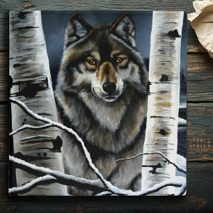 Classeur Forêt mystique de bouleaux en hiver avec loup alph