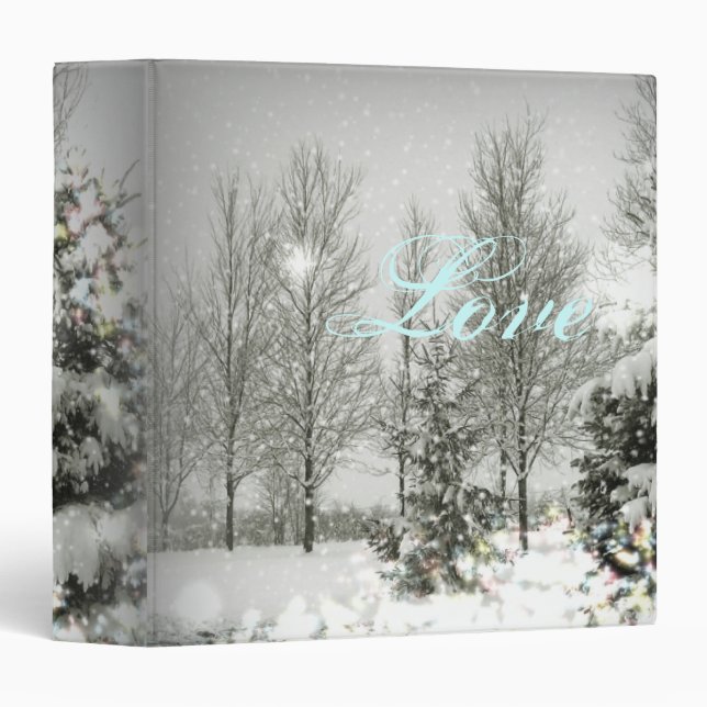Classeur Forêt romantique arbres de Noël Mariage d'hiver (Devant/Côté)