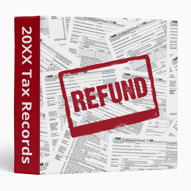 Classeur Formulaires de taxe 1040 avec timbre de remboursem (Devant/Côté)