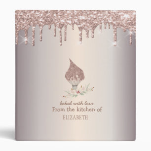 Classeur Fouet Pailleté Rose Gold Gouttes de Paillettes Bou