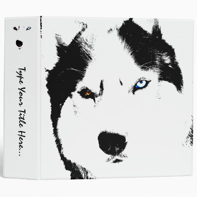 Classeur Fournitures de l'école de chiens de traîneau Husky (Devant/Côté)