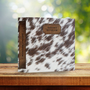 Classeur Fourrure de vache Brown et blanche et cuir