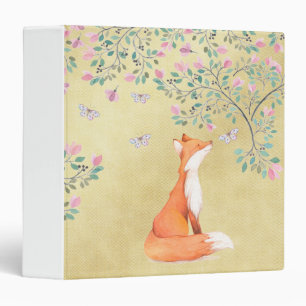 Classeur Fox avec des papillons et des fleurs roses