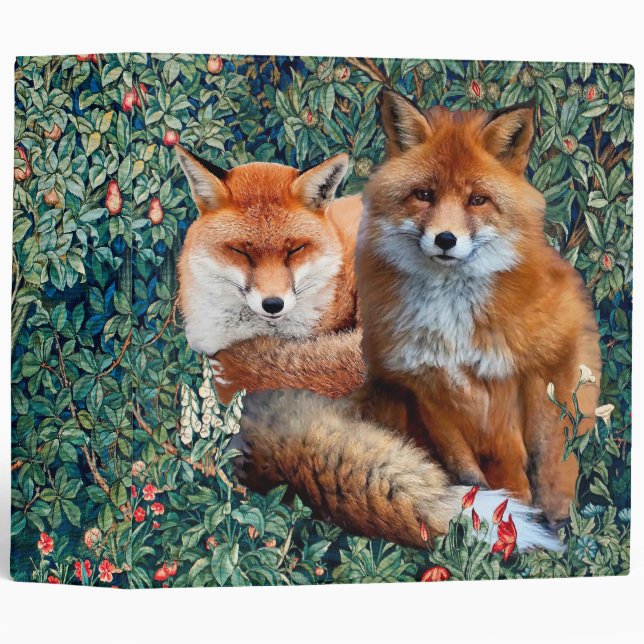 CLASSEUR FOXES ROUGES PARMI LA VERDURE, LE FOLIAGE ET LES F (Devant/Côté)