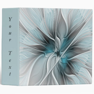 Classeur Fractal Floral Moderne Abstrait Fleur Bleu Gris