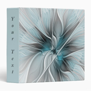 Classeur Fractal Floral Moderne Abstrait Fleur Bleu Gris