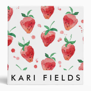 Classeur Fraises d'aquarelle Berries peintes rose et rouge