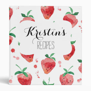 Classeur Fraises d'aquarelle Berries peintes rose et rouge