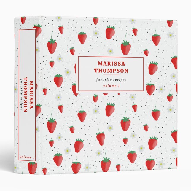 Classeur Fraises et fleurs d'été mignonnes (Devant/Côté)