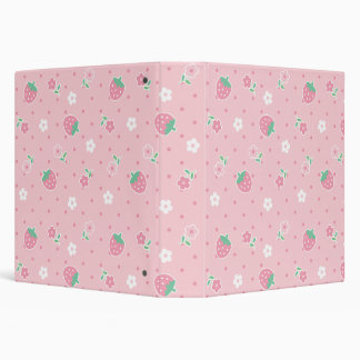Classeur Fraises Fleurs roses Points Kawaii Cute Pastel