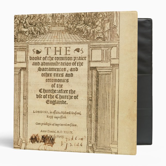 Classeur Frontispice 'du livre de Prayer commun (Devant/Intérieur)
