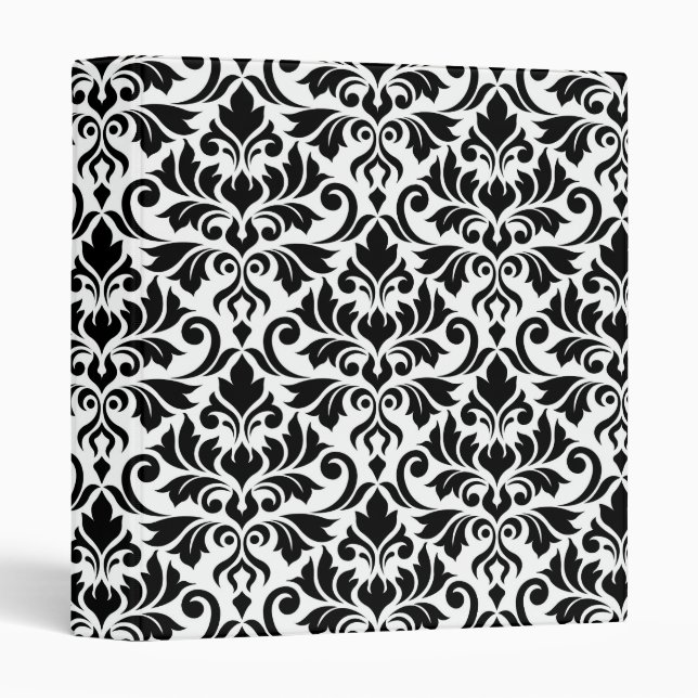 Classeur Fruit Damask Grand Motif noir sur blanc (Devant/Côté)
