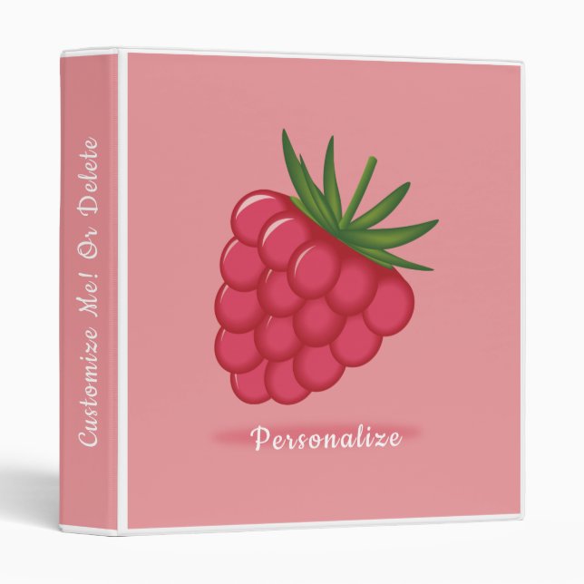 Classeur Fruit de framboise rouge mignon personnalisé (Devant/Côté)