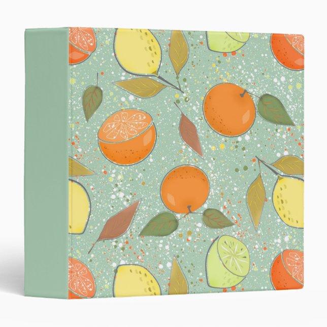 Classeur Fruit motif aux citrons, oranges (Devant/Côté)