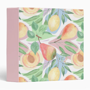 Classeur Fruits, pêches, poires, citrons, aquarelle