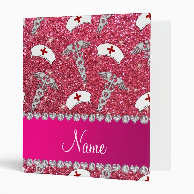 Classeur Fuchsia parties scintillant rose casquette argent  (Devant/intérieur)