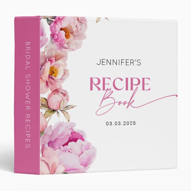 Classeur Fuchsia pétales lumineux livre de recette de la do (Devant/Côté)