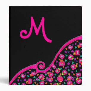 CLASSEUR FUCHSIE ROSE NOIR DÉCO MONOGRAM ABSTRAIT