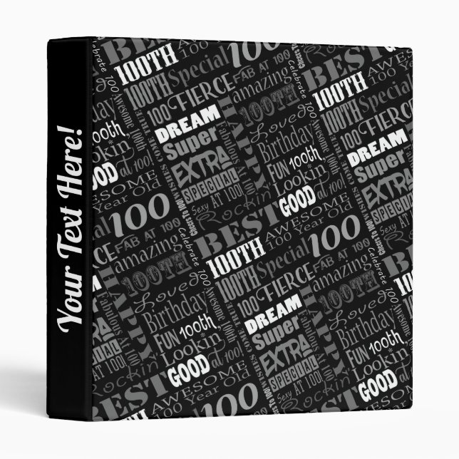 Classeur Fun 100e fête d'anniversaire Monogramme personnali (Devant/Côté)