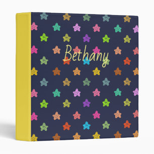 Classeur Fun Colorful Doodore Stars sur Bleu Personnalisé