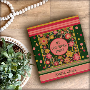 Classeur Fun Nom Personnalisé Floral Un Mot Dragonfly