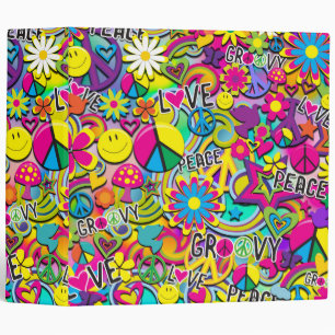 Classeur FUN Rétro Groovy Années 60 Amour Coloré Funky