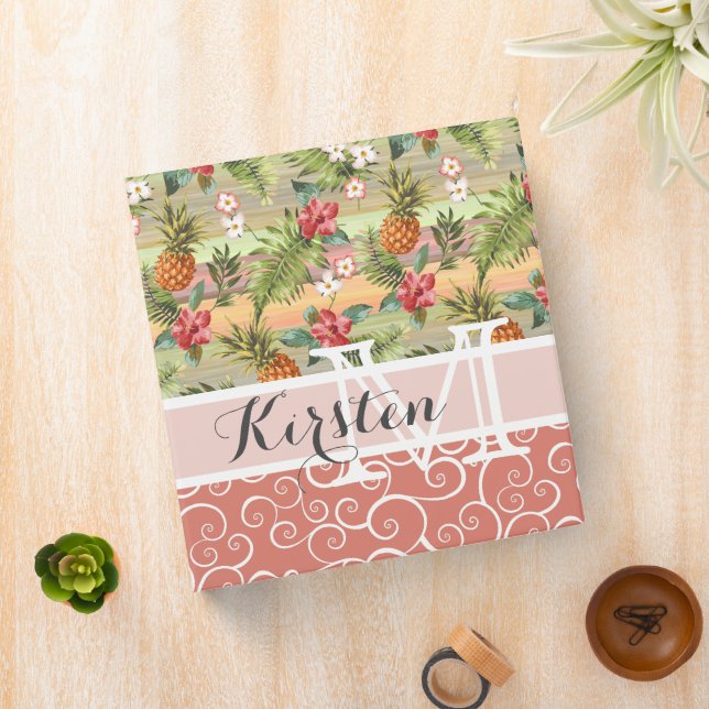 Classeur Fun Tropical Pineappy Fruit Floral Pattern (In Situ)
