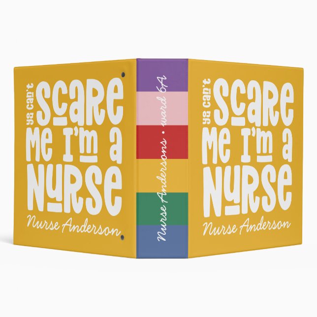 Classeur Funky rainbow infirmière typographie jaune cadeau  (Arrière-plan)