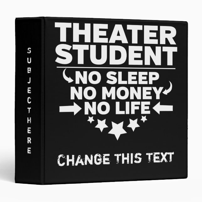Classeur Funky Theater College Étudiant Pas De Vie Ou D'Arg (Devant/Côté)