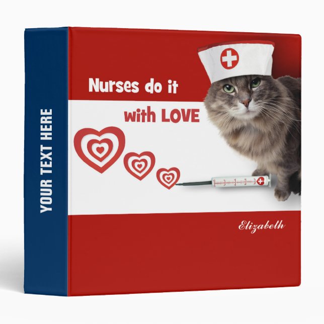 Classeur Funny Kitten Porter une infirmière Casquette Cadea (Devant/Côté)