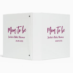 Classeur futur maman baby shower nom date rose simple minim