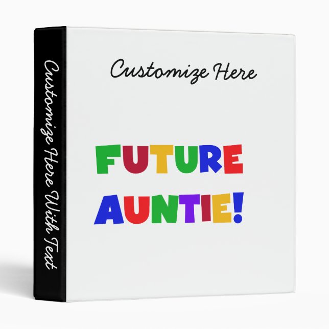 Classeur Futur Tante Couleurs primaires T-shirts et cadeaux (Devant/Côté)