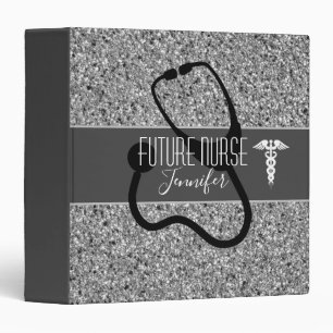 Classeur Future infirmière Médicale Caduceus Silver Nom de 