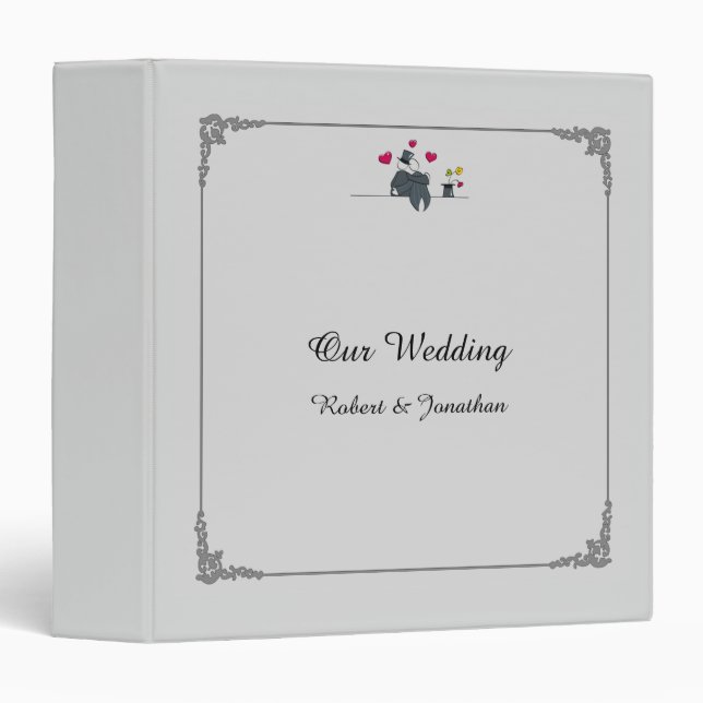 Classeur gai de mariage de bande dessinée mignonne (Devant/Côté)