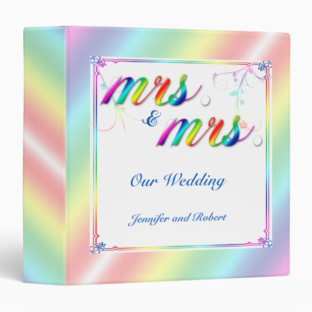 Classeur gai floral de mariage d'arc-en-ciel (Devant/Côté)