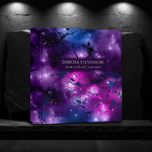Classeur Galaxie Bleu cosmique Marbre pourpre et rose