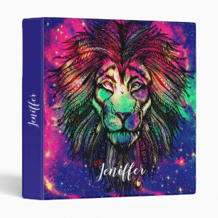 Classeur Galaxie Hipster Lion arc-en-ciel