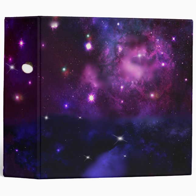 Classeur Galaxie violette bleu nuit (Devant/Côté)