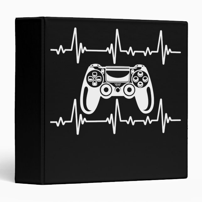 Classeur Gamer Heartbeat Video Game Lover Cadeau (Devant/Côté)