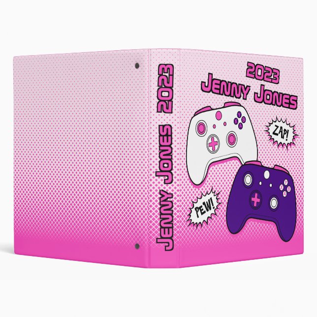 Classeur Gamer Nom de la fille Année Pink Contrôleur Classe (Arrière-plan)