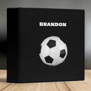 Classeur Garçons balle de football noir élégant Nom personn